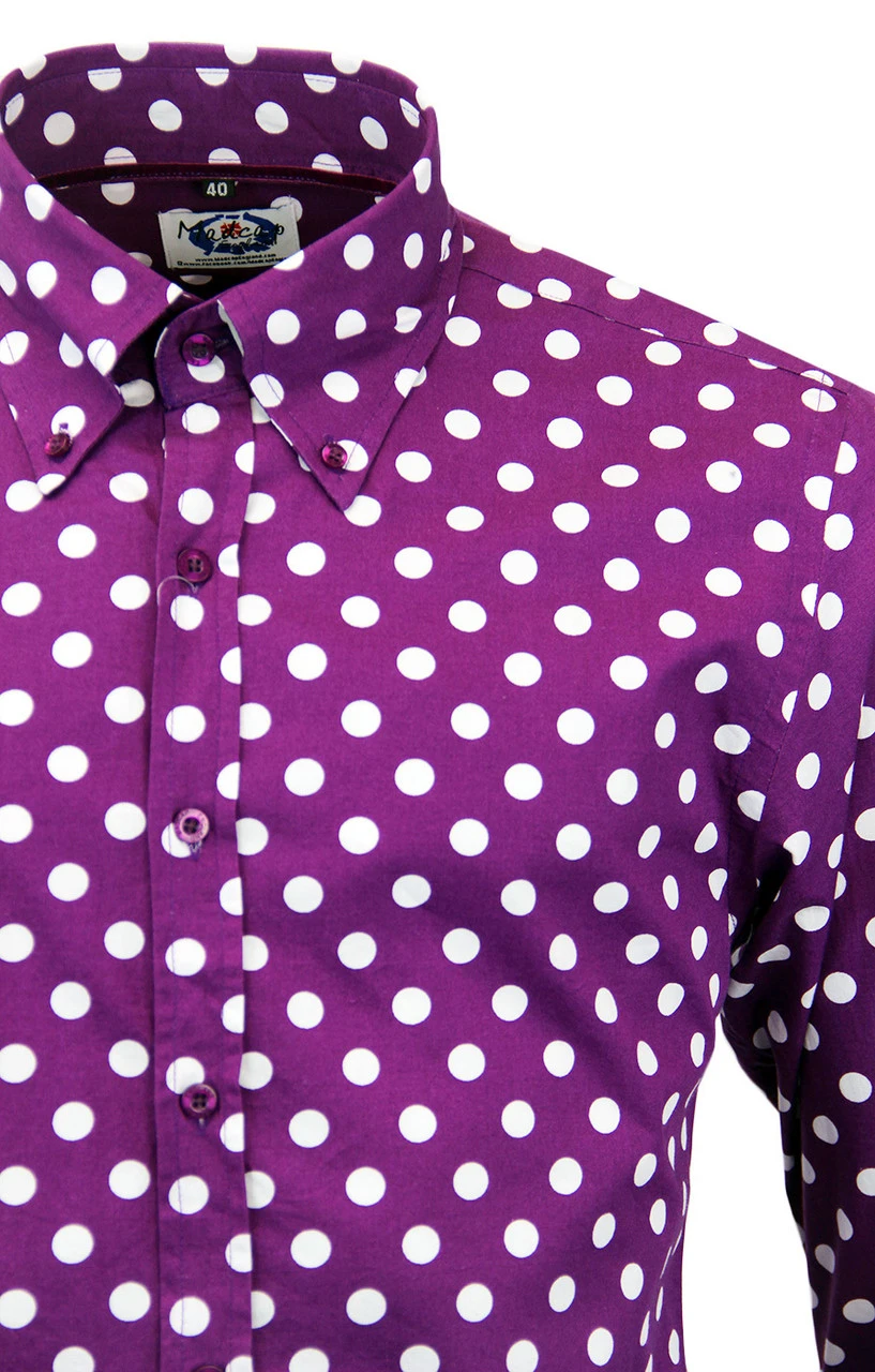 Purple Penny Dot Lane Retro 60s Mod MADCAP Shirt - Image 9