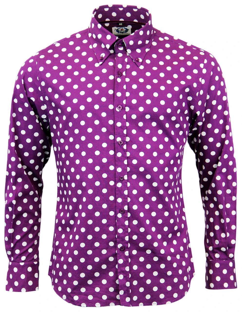 Purple Penny Dot Lane Retro 60s Mod MADCAP Shirt - Image 13