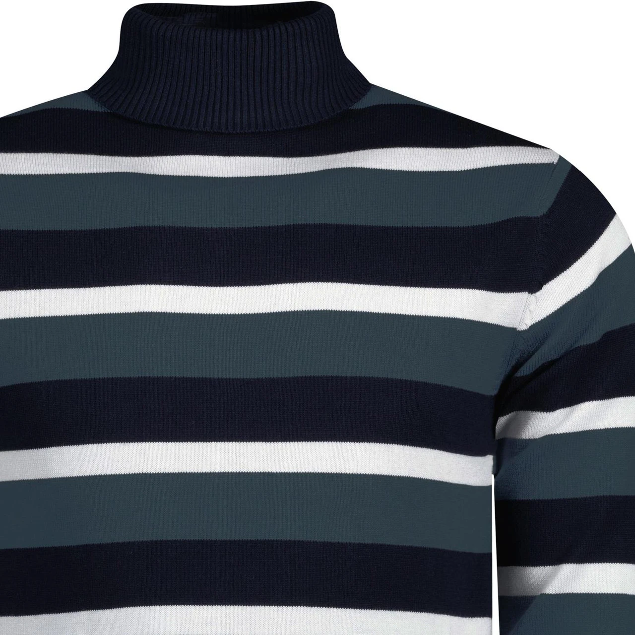 Ashcroft MADCAP Retro 60s Roll Neck Jumper In Blue - Image 9