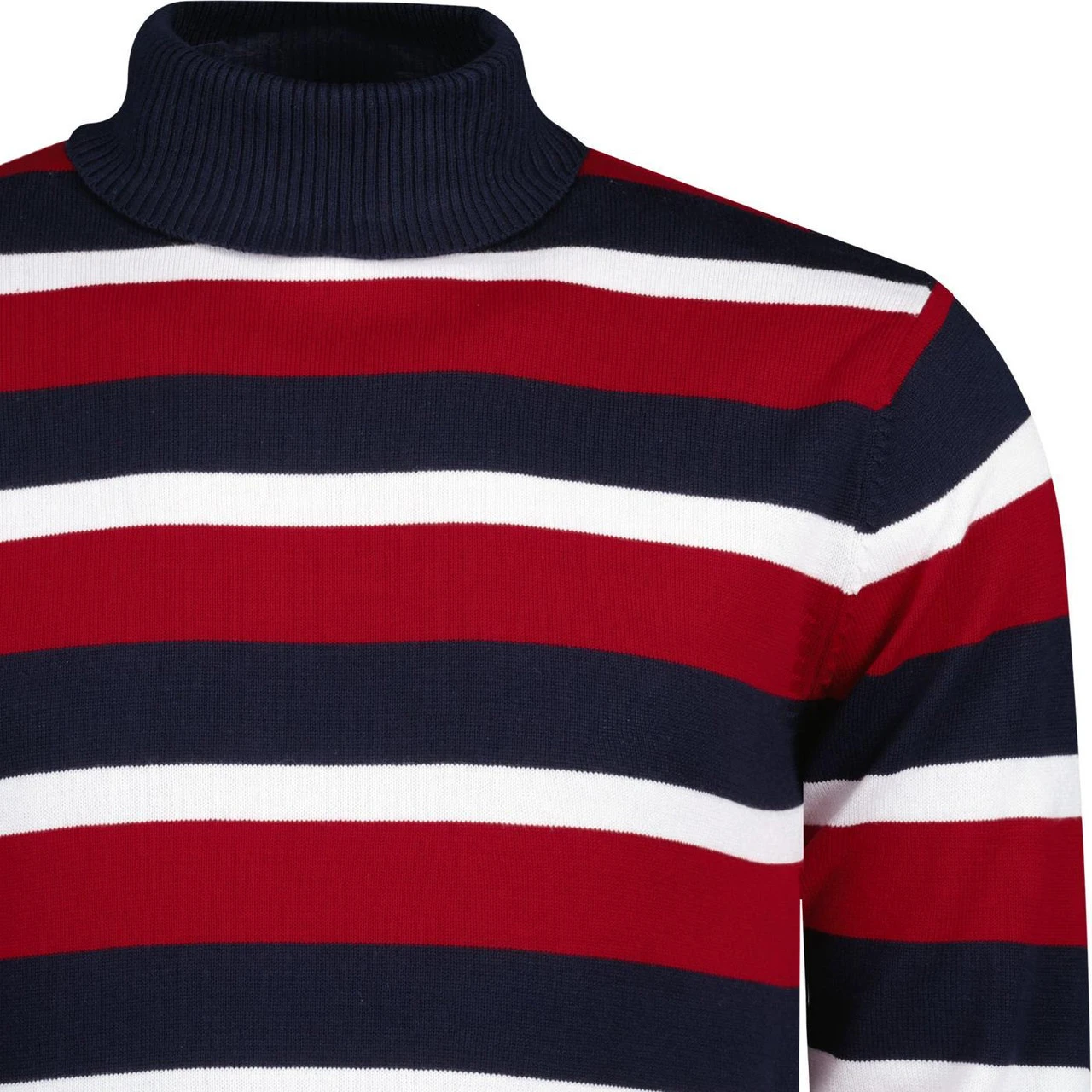 Ashcroft MADCAP Retro 60s Roll Neck Jumper In Blue - Image 2