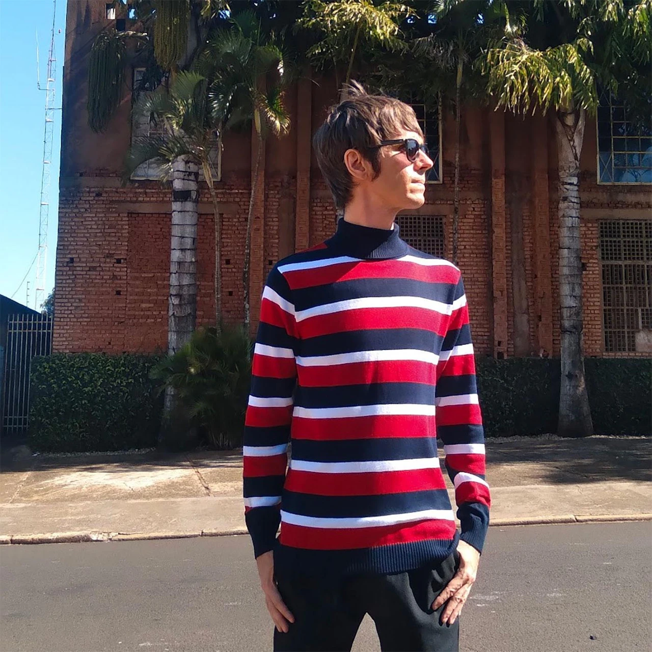 Ashcroft MADCAP Retro 60s Roll Neck Jumper In Blue - Image 5