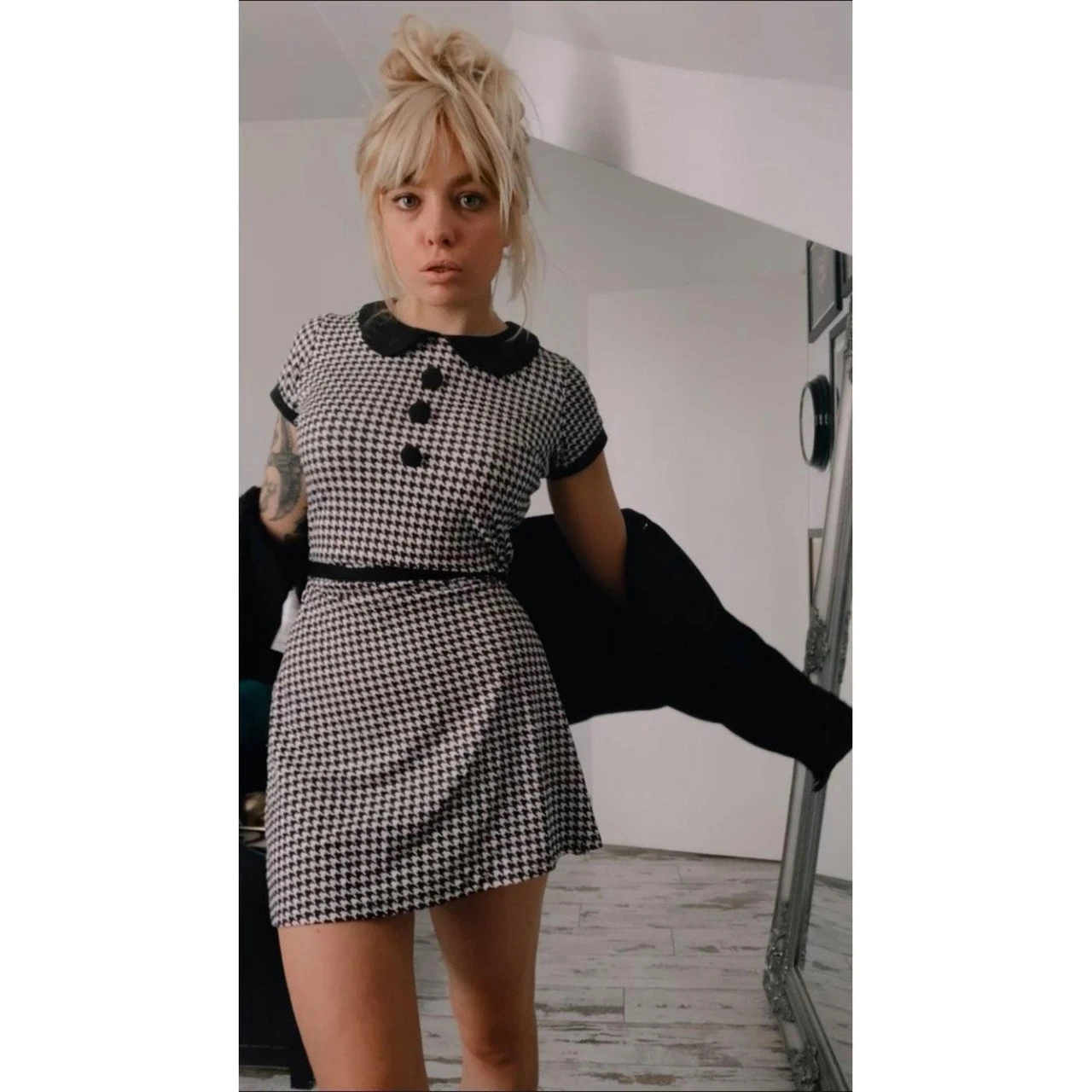Dollierocker Dogtooth 60s Mod Dress - Image 3