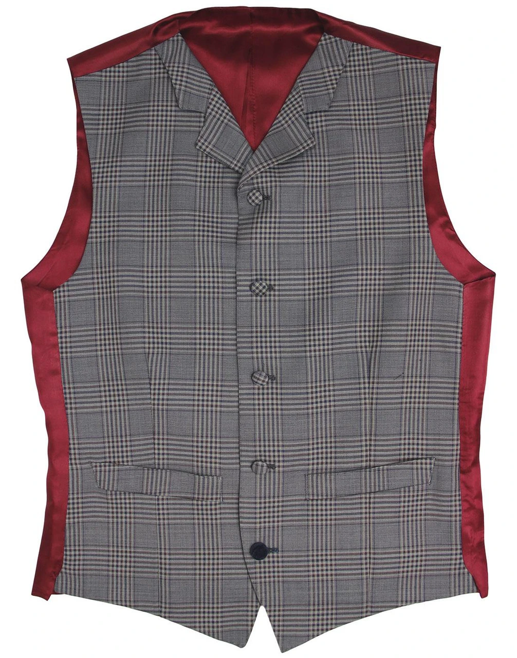 Mod POW Check Lapel Waistcoat GREY