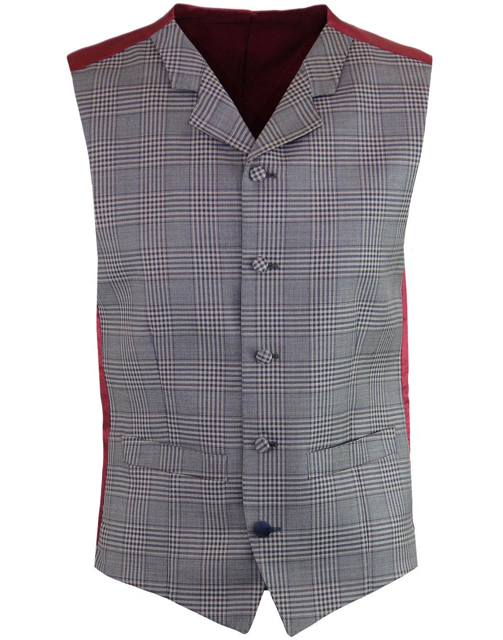 Mod POW Check Lapel Waistcoat GREY - Image 2