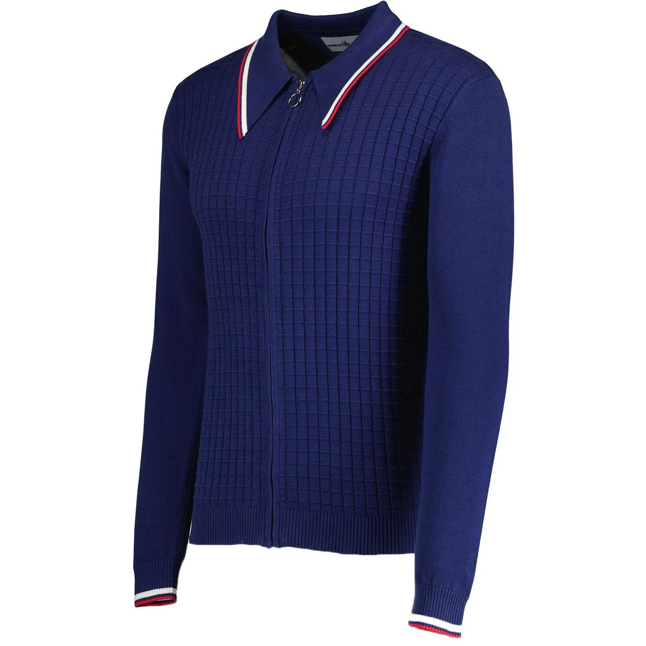 Apollo Mod Grid Check Big Collar Zip Polo Cardigan Snow White - Image 10