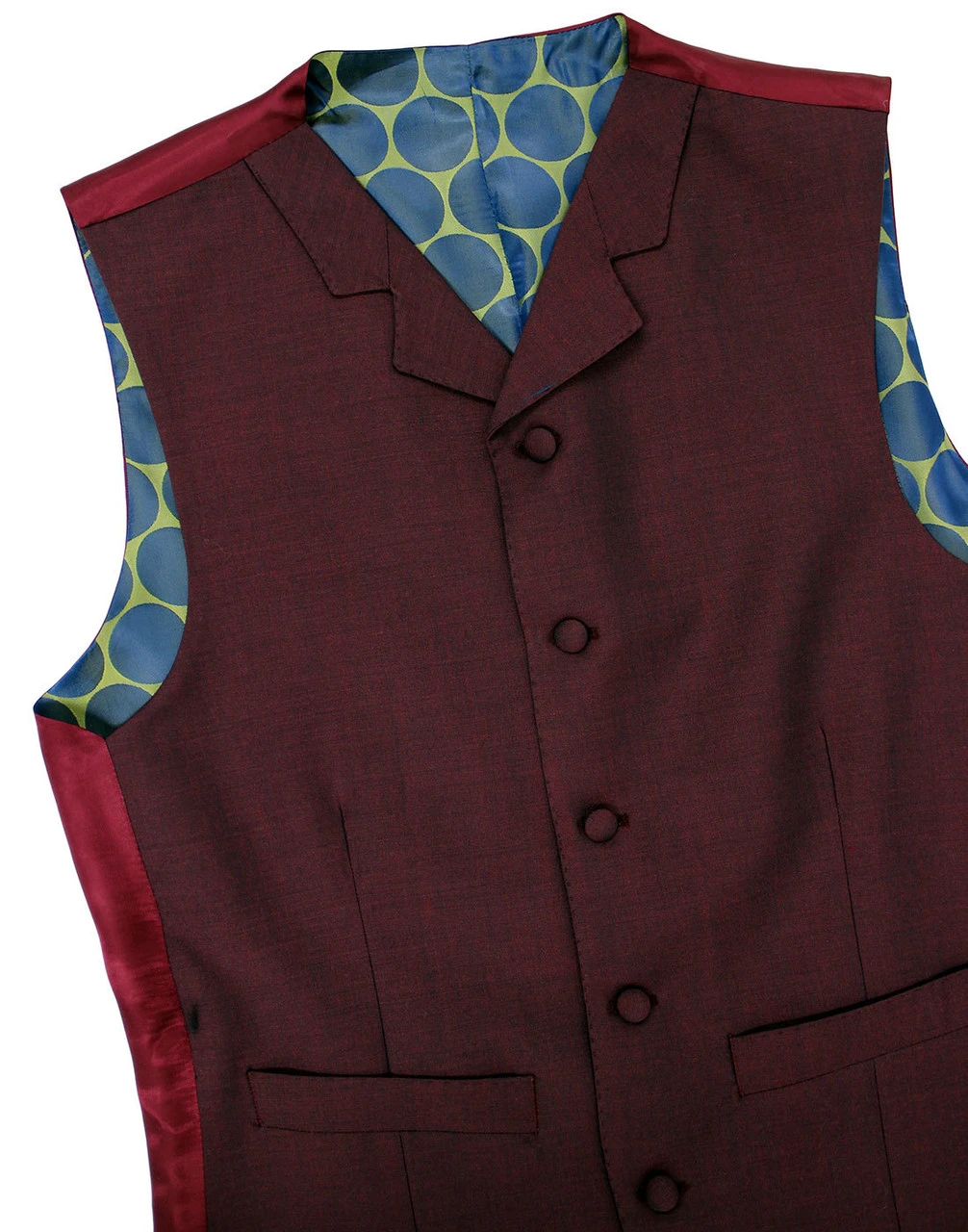 Mod Mohair Burgundy Tonic Waistcoat - Image 3