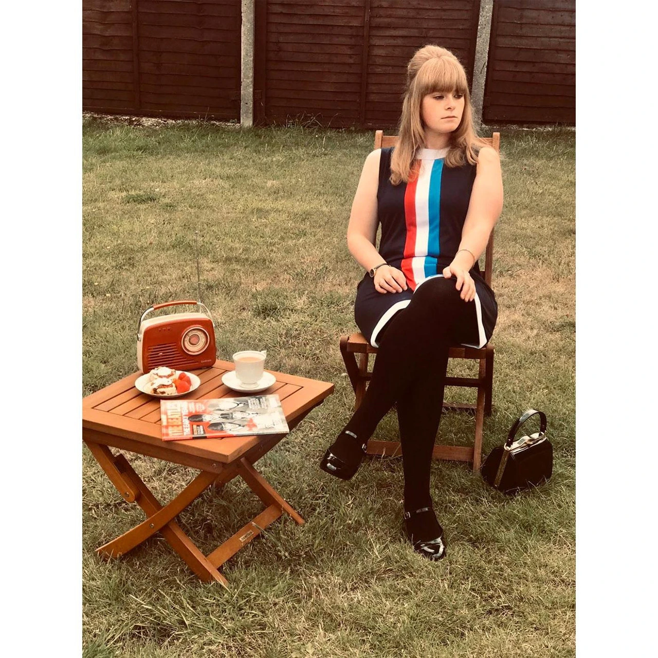 Polly 60s Mod Stripe Jersey Dress - Image 2