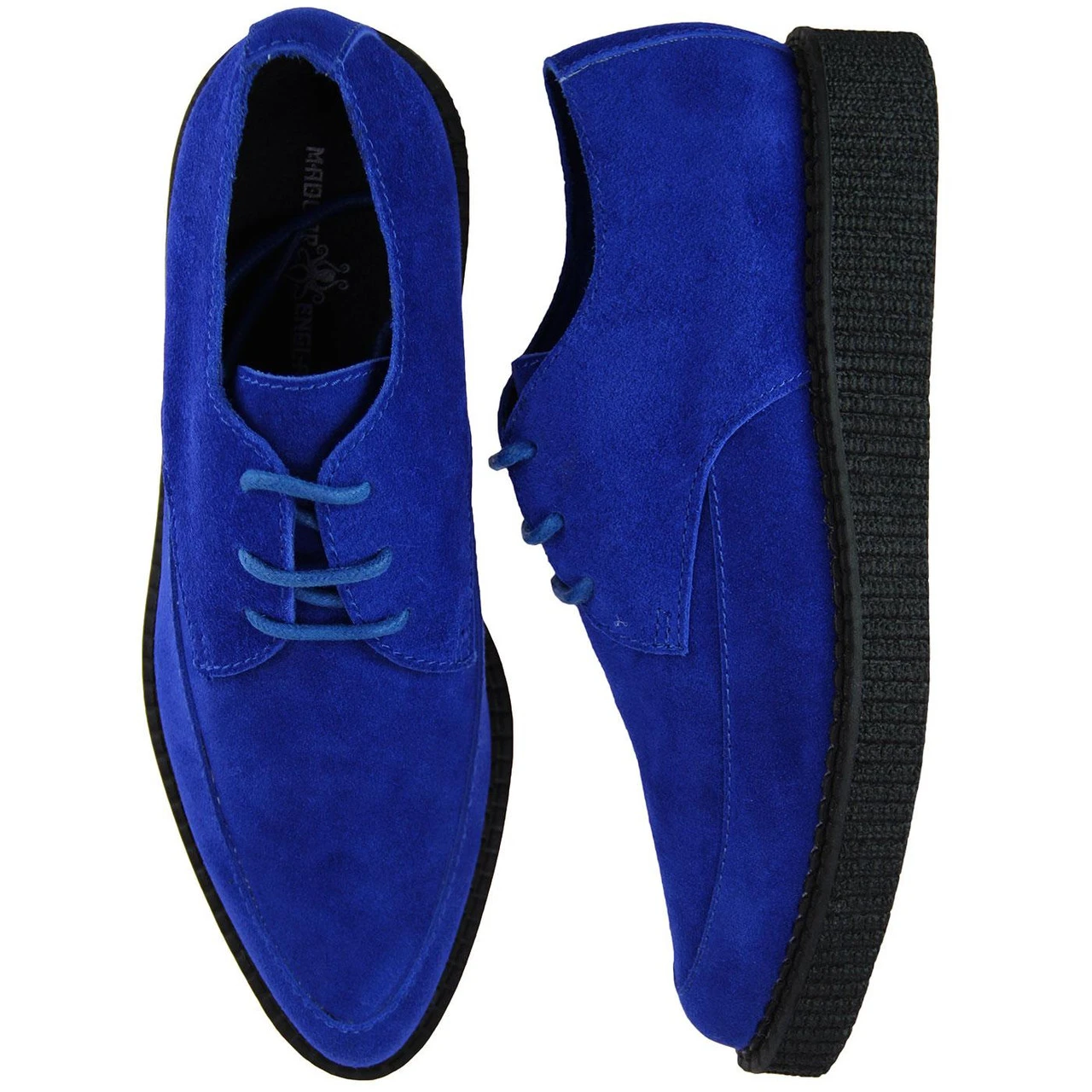 Stray Cat Retro Blue Suede Creepers - Image 2