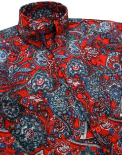 Sunset Paisley 1960s Mod Shirt RED