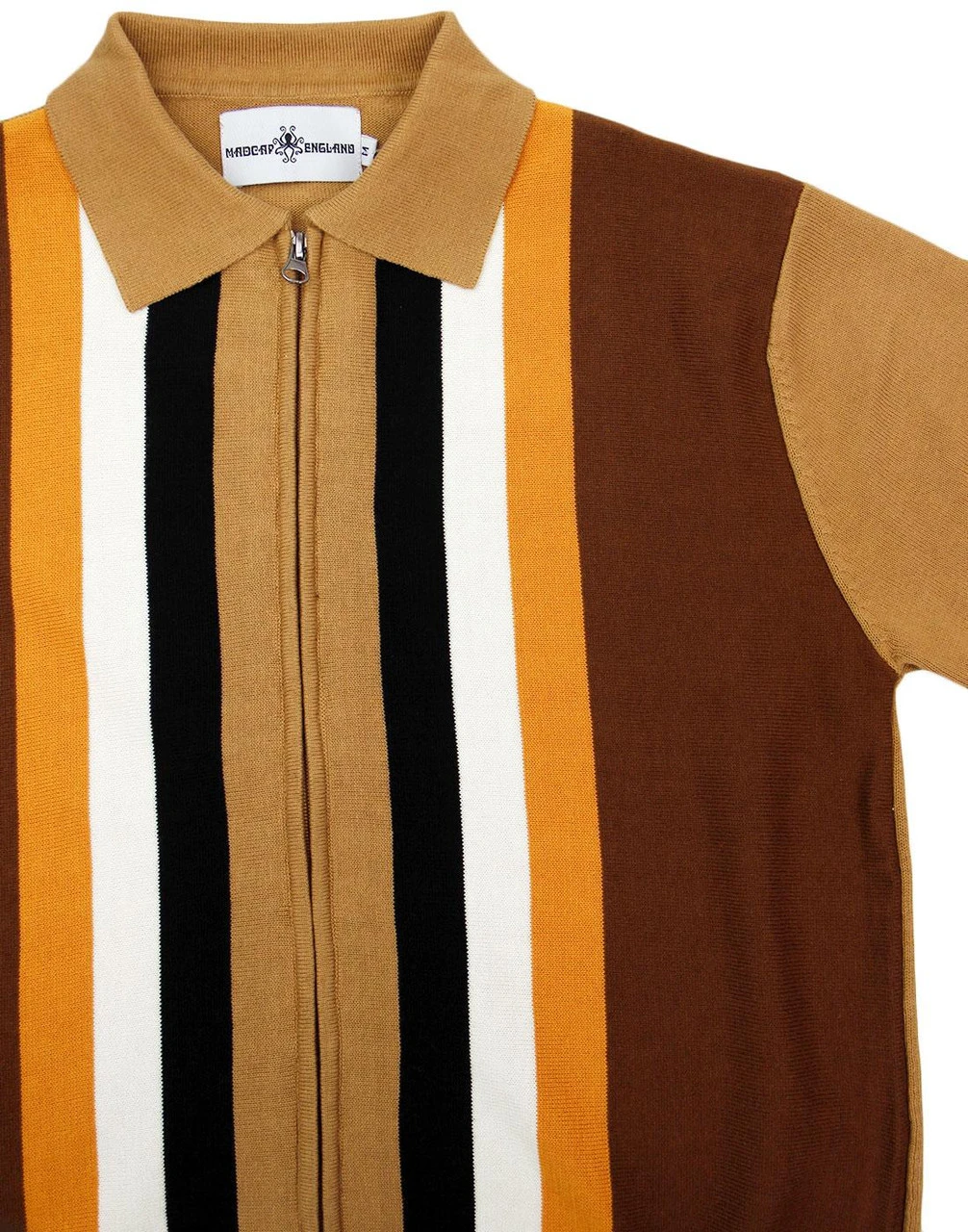 Victor 60s Mod Stripe Zip Polo BLUE - Image 4