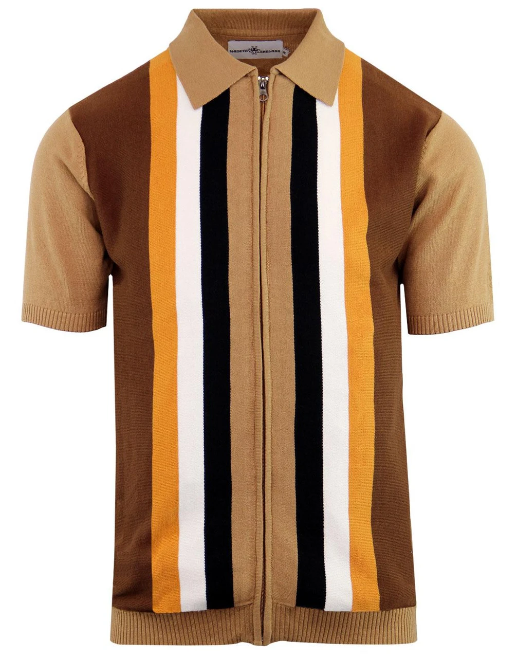 Victor 60s Mod Stripe Zip Polo BLUE - Image 5