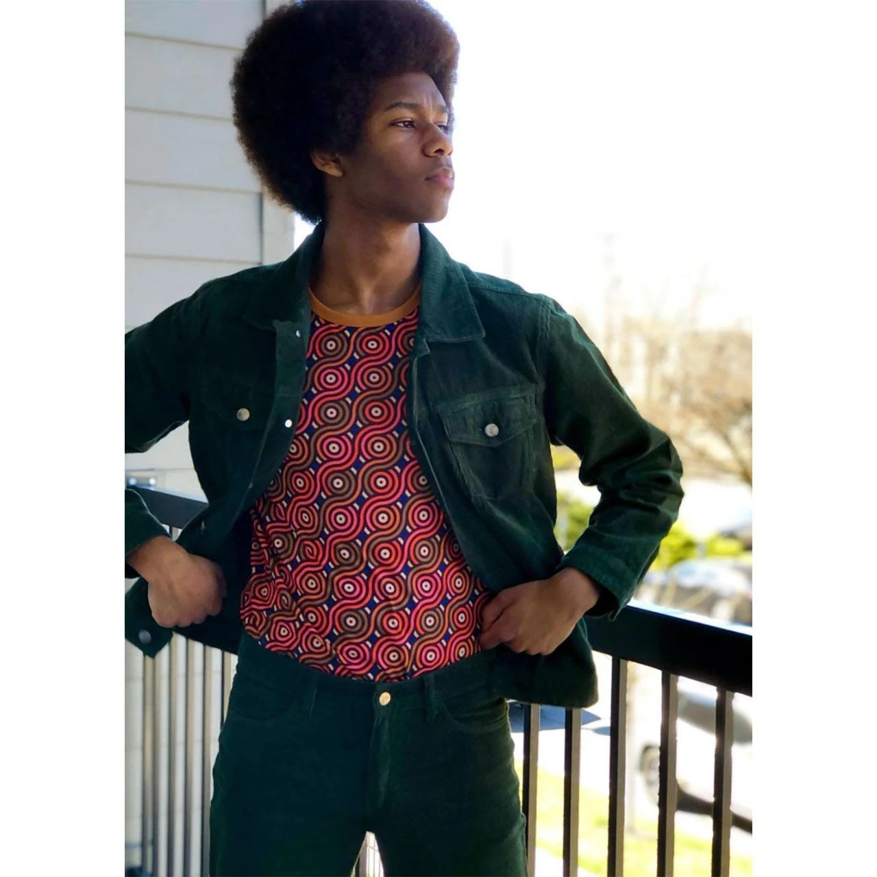 Woburn Retro Mod Cord Western Jacket In Black - Image 2