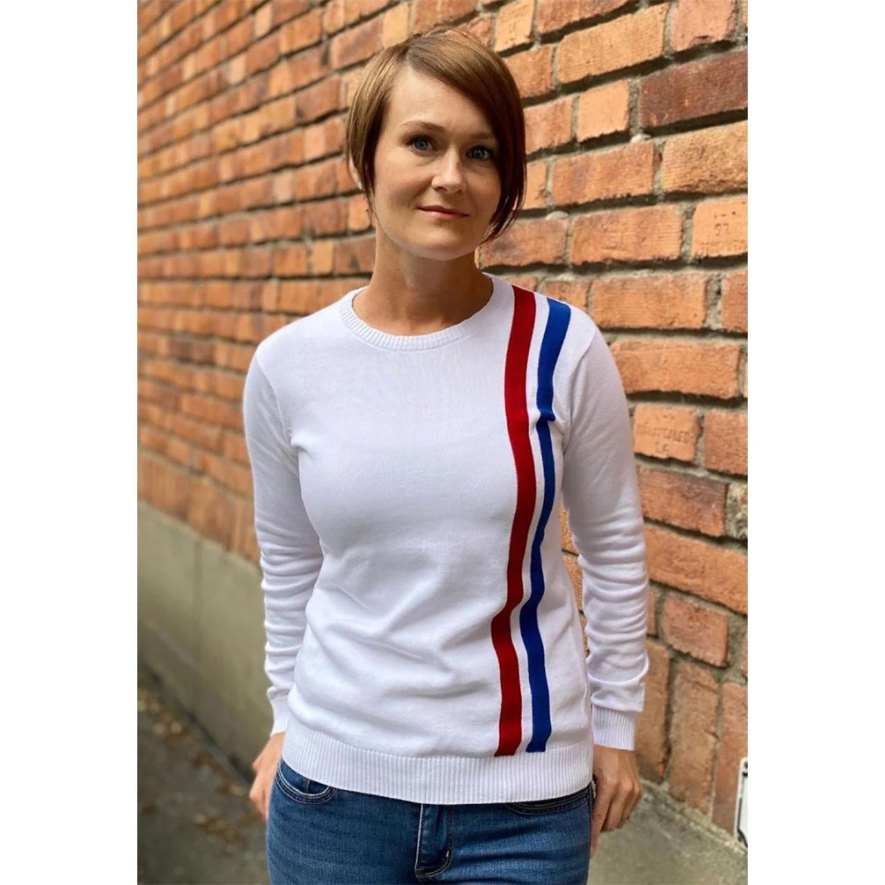 60s Mod Women's Racing Jumper WHITE - Image 10