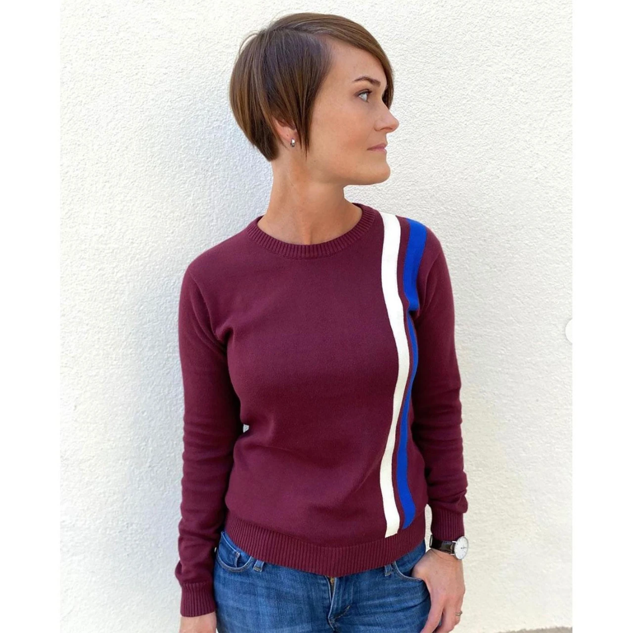 60s Mod Women's Racing Jumper WHITE - Image 8