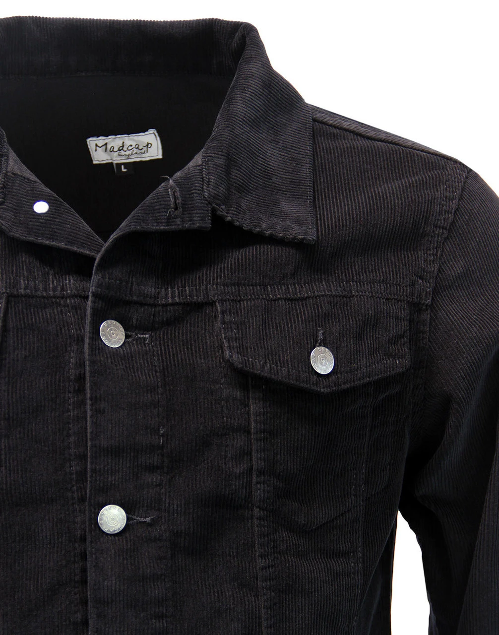 Woburn Retro Mod Cord Western Jacket In Black - Image 7