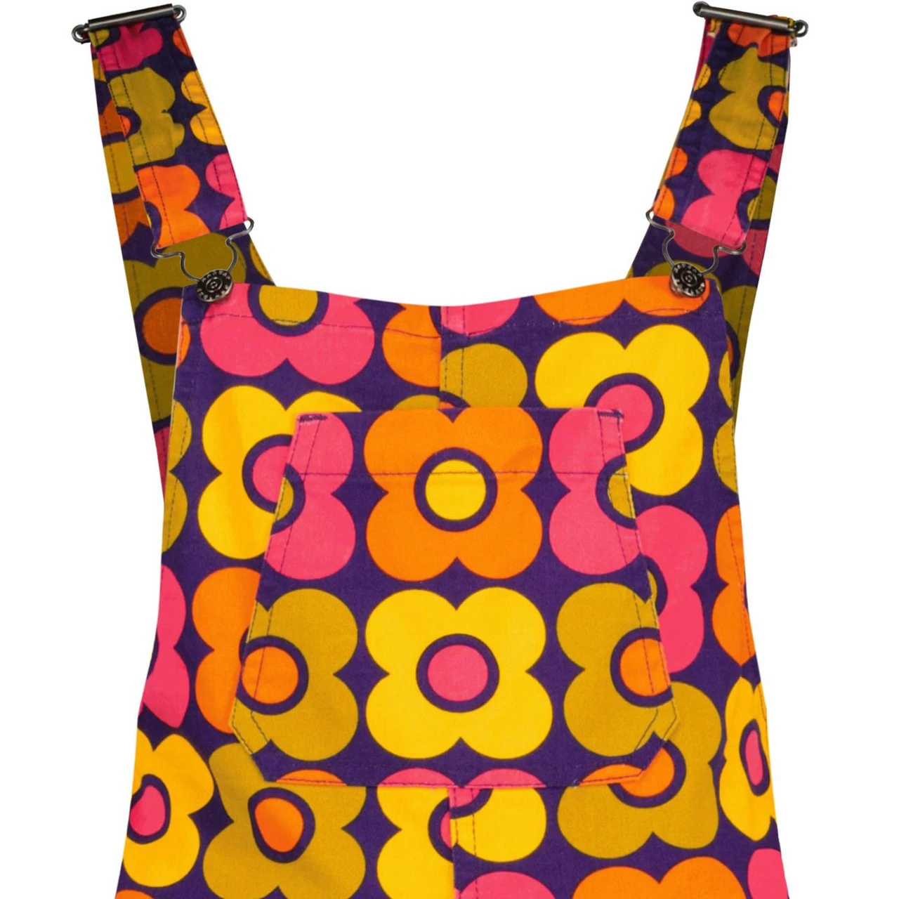 Celandine MADCAP 70s Flower Dungaree Flares (Navy) - Image 3