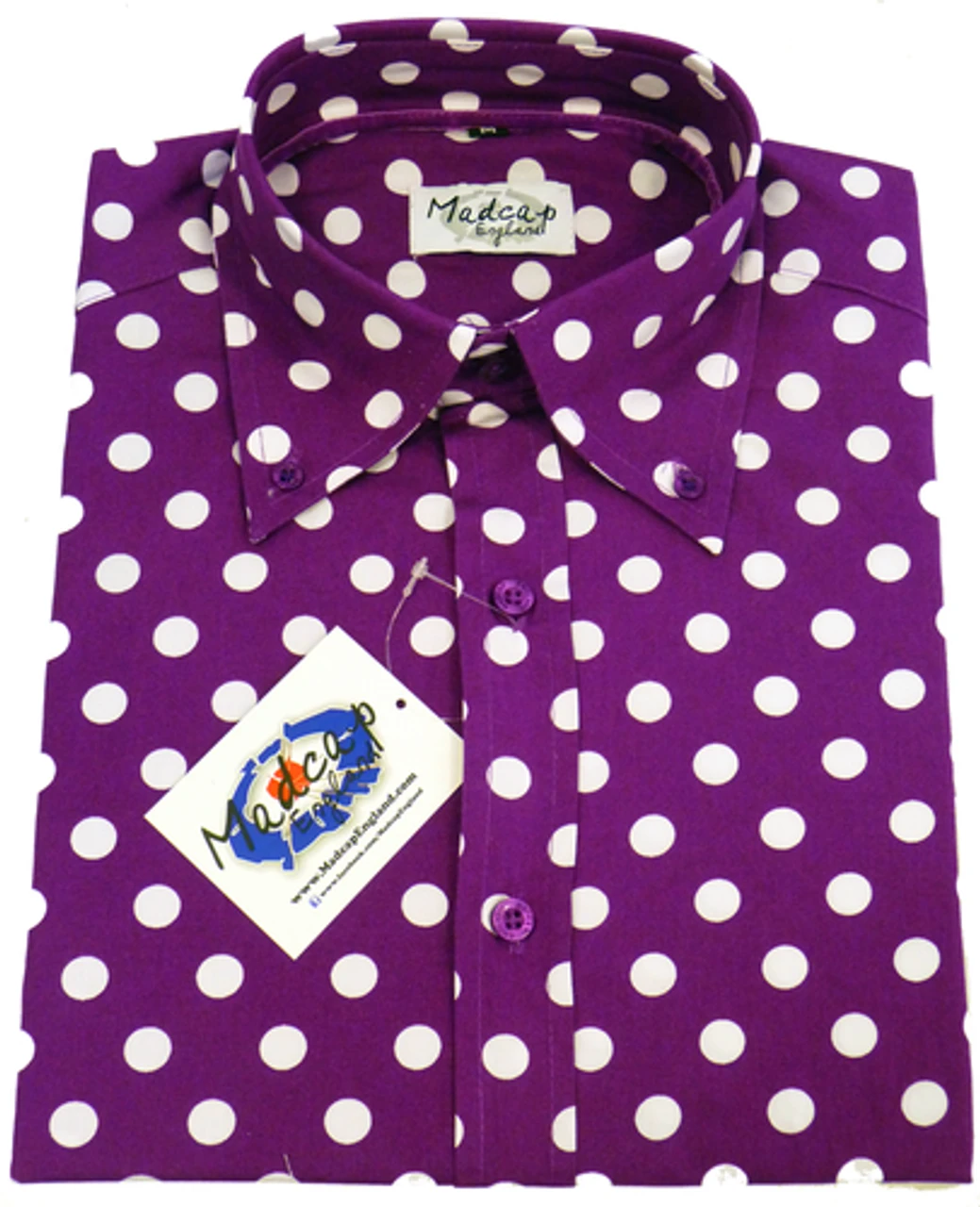Purple Penny Dot Lane Retro 60s Mod MADCAP Shirt - Image 3